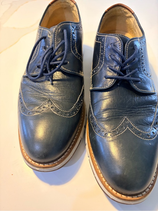Johnston & Murphy 1850 Men’s Leather [Style] Shoes Sheepskin Lined Navy Blue*